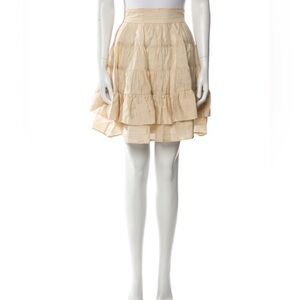 Sandro Cream A-Line Tiered Skirt